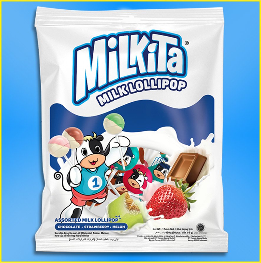 Milkita Assorted Milk Candy (melon, strawberry, chocolate) – Pack of 50 sticks